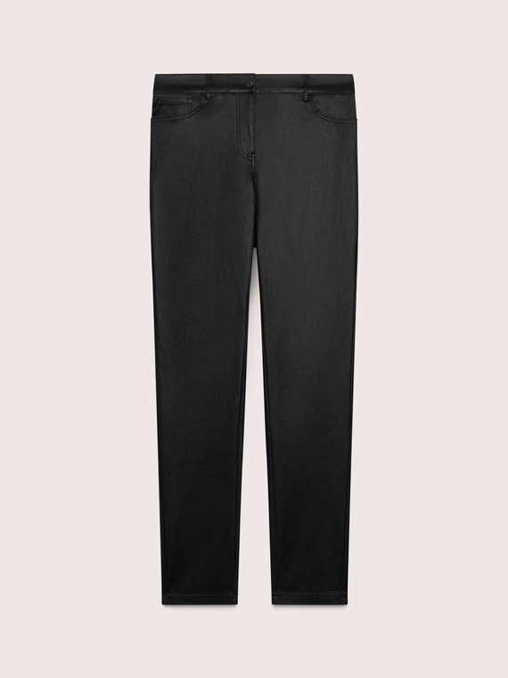 Coated-effect skinny pants