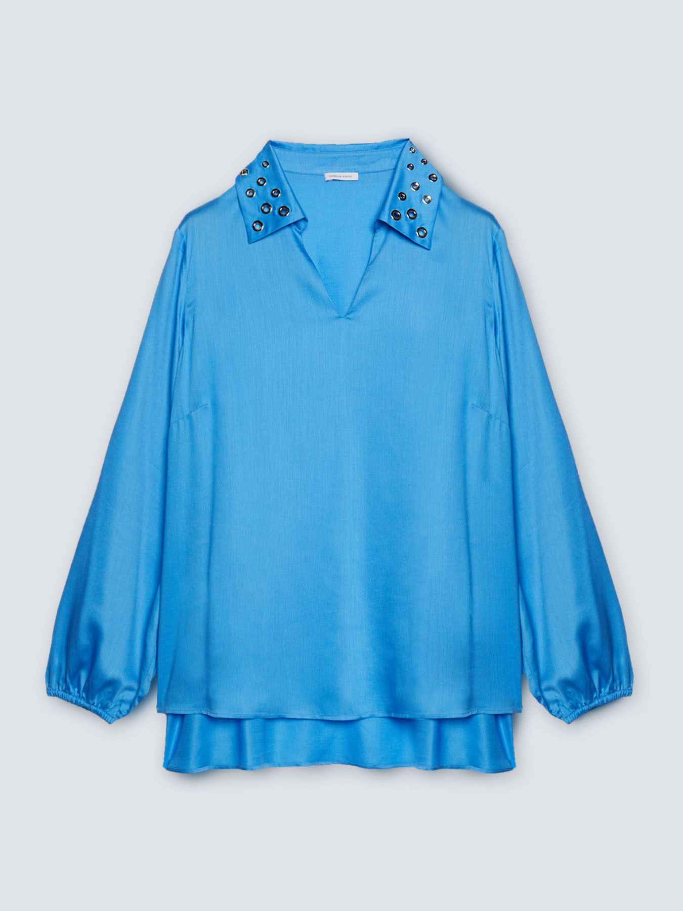 Bluse aus Satin mit besticktem kleinem Kragen image number 4