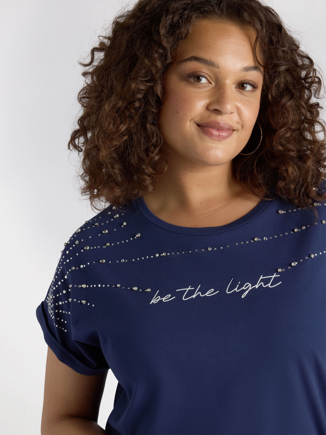 T-shirt with rhinestones and lettering image number 3