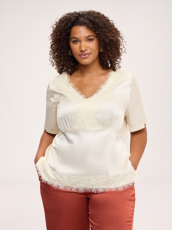 Satin blouse with lace details