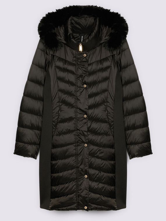 Piumino lungo ibrido con cappuccio