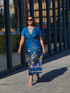 Long printed satin dress image number 2