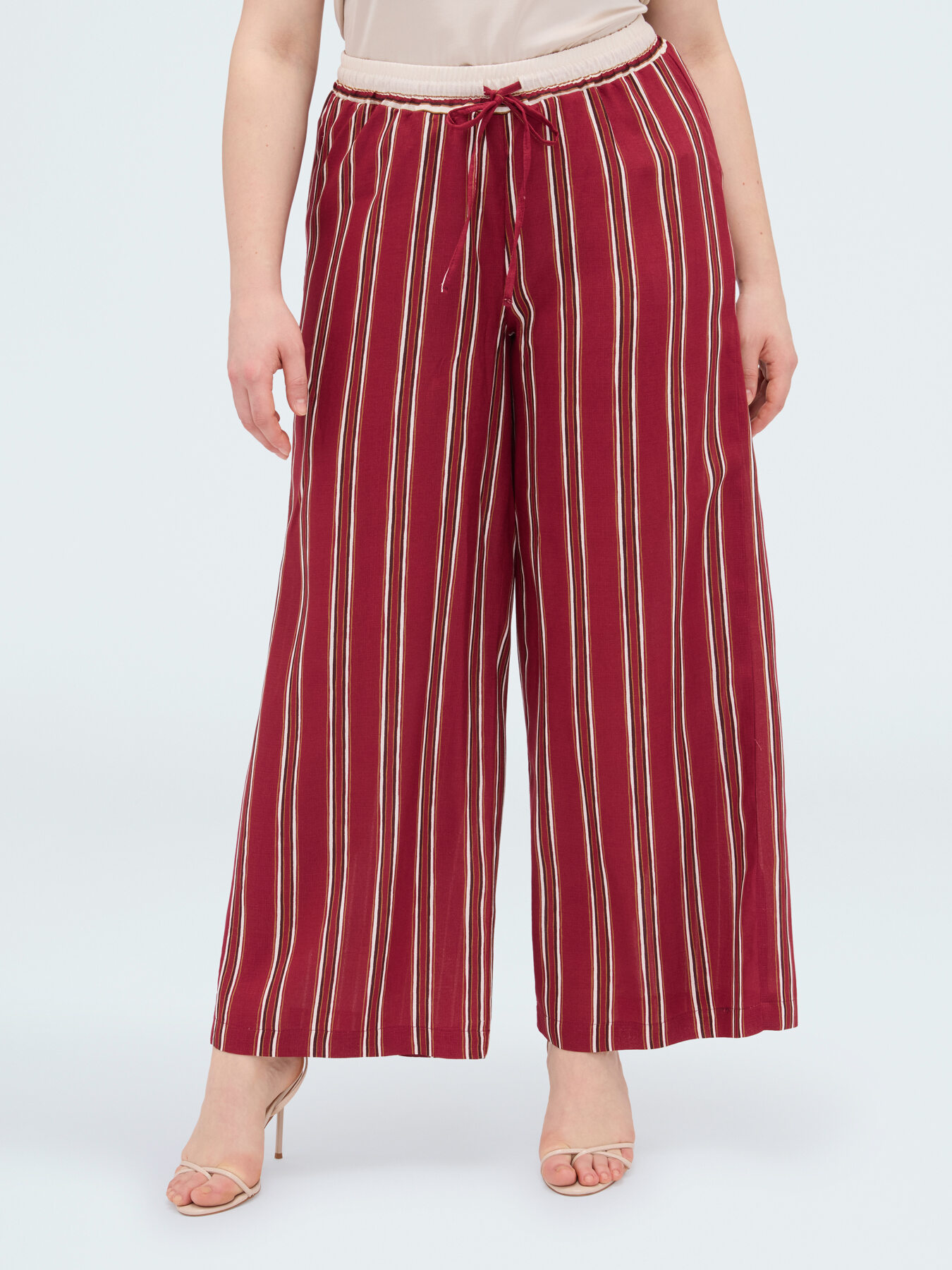 Striped Viscose Wide Leg Trousers image number 0