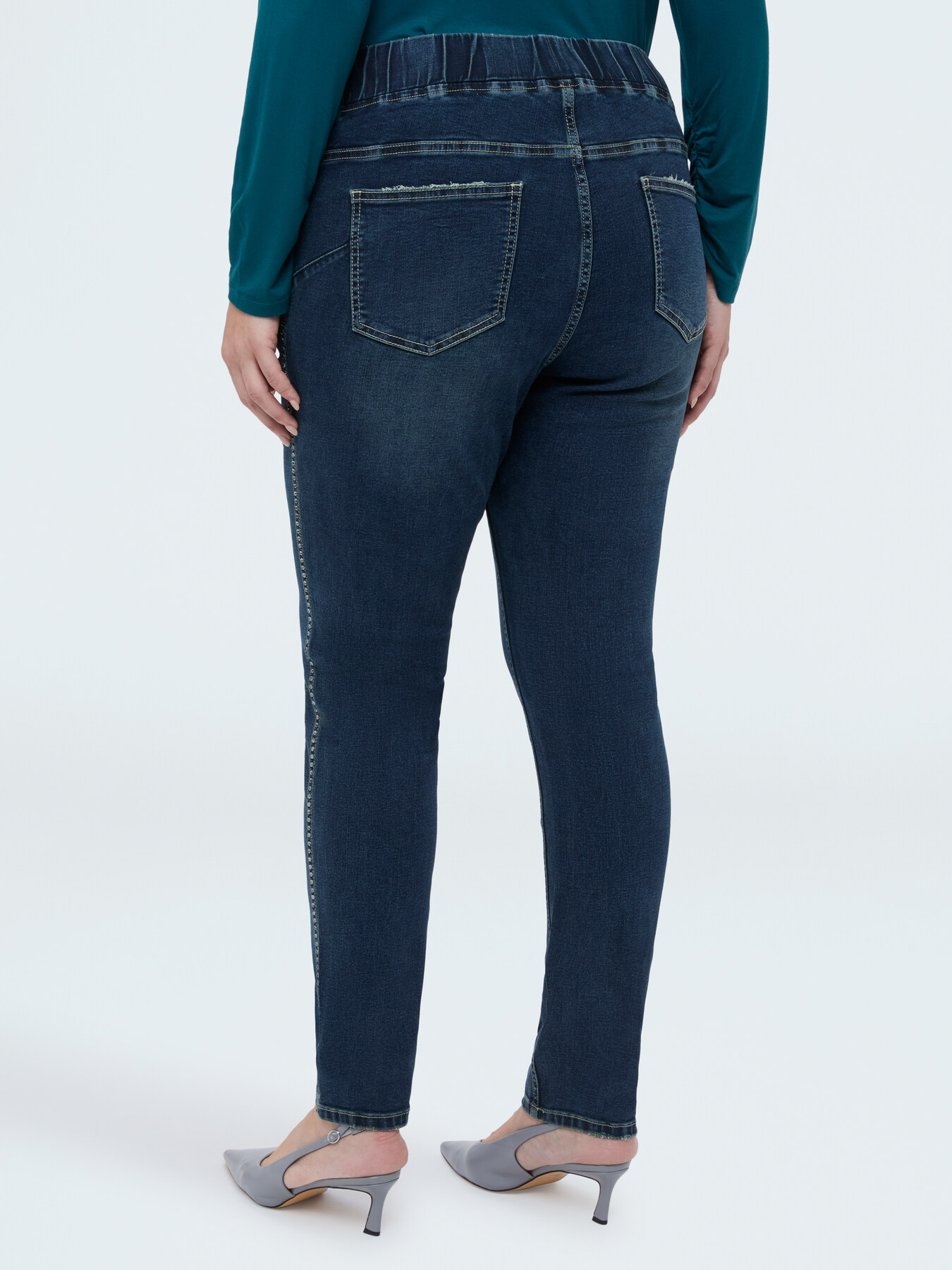 Washed effect jeggings with appliqu&eacute;s image number 1