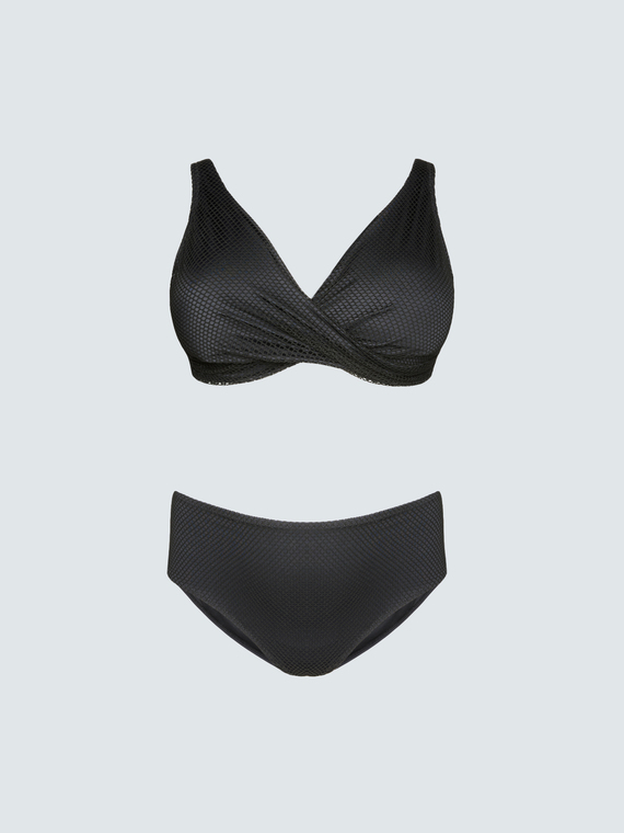 Mesh bikini with crossover neckline