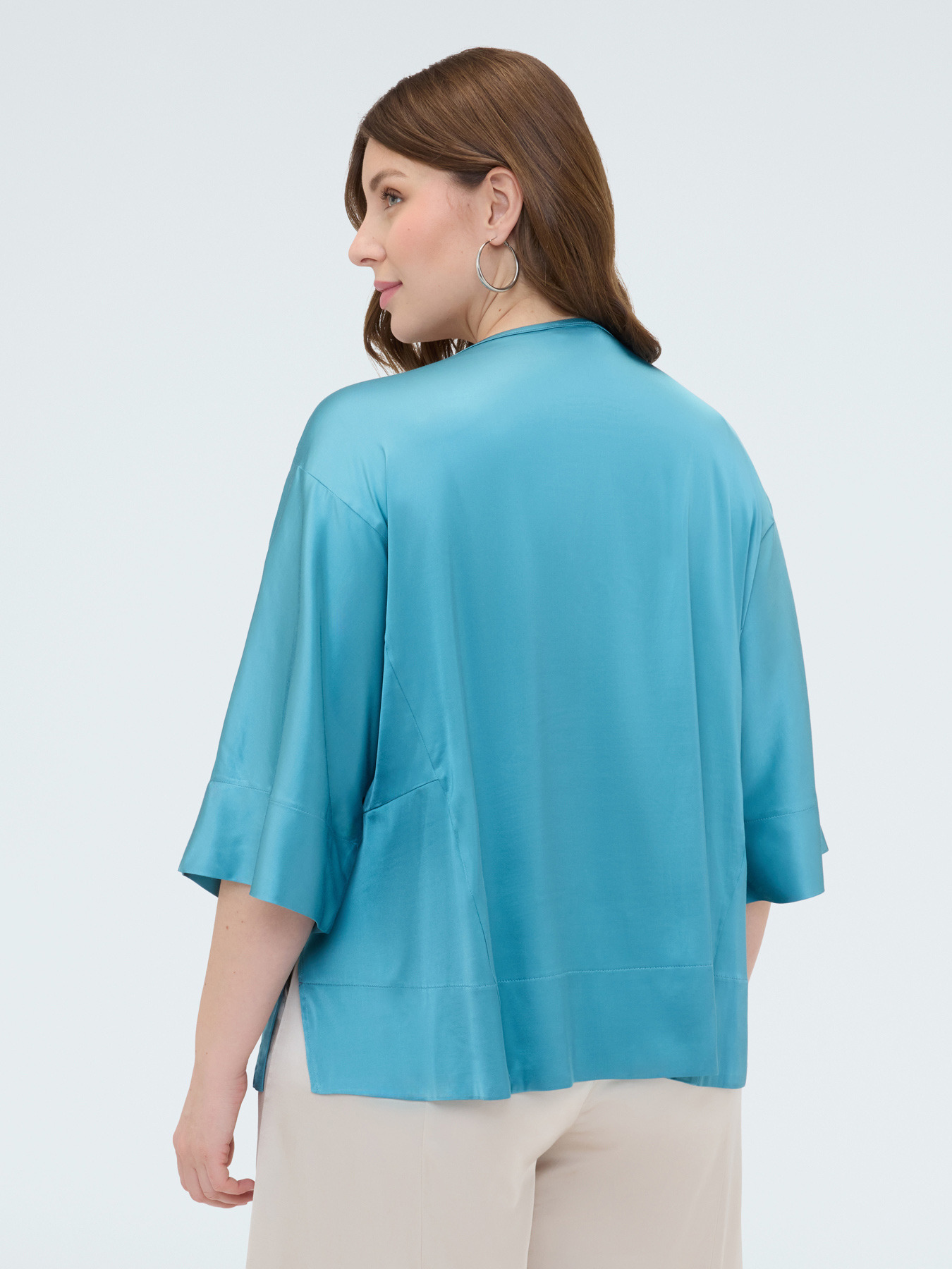 Satin blouse with boat neckline image number 1
