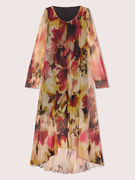 Flared tulle dress with print