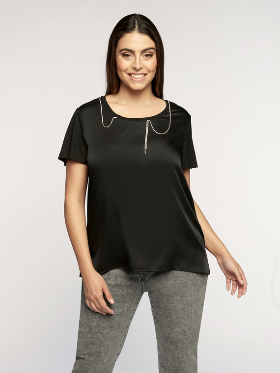 Fiorella Rubino T-shirt con catena in strass Donna