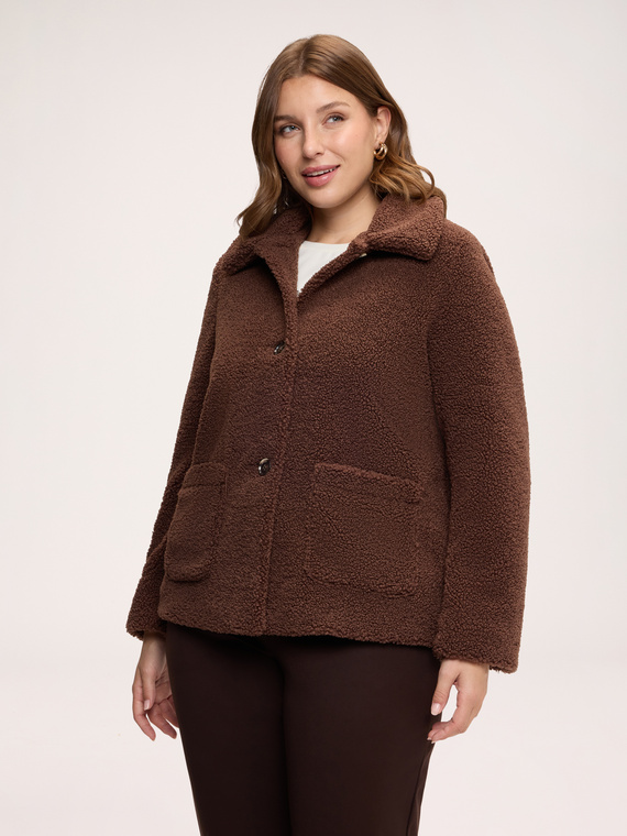 Giacca effetto teddy con collo a camicia