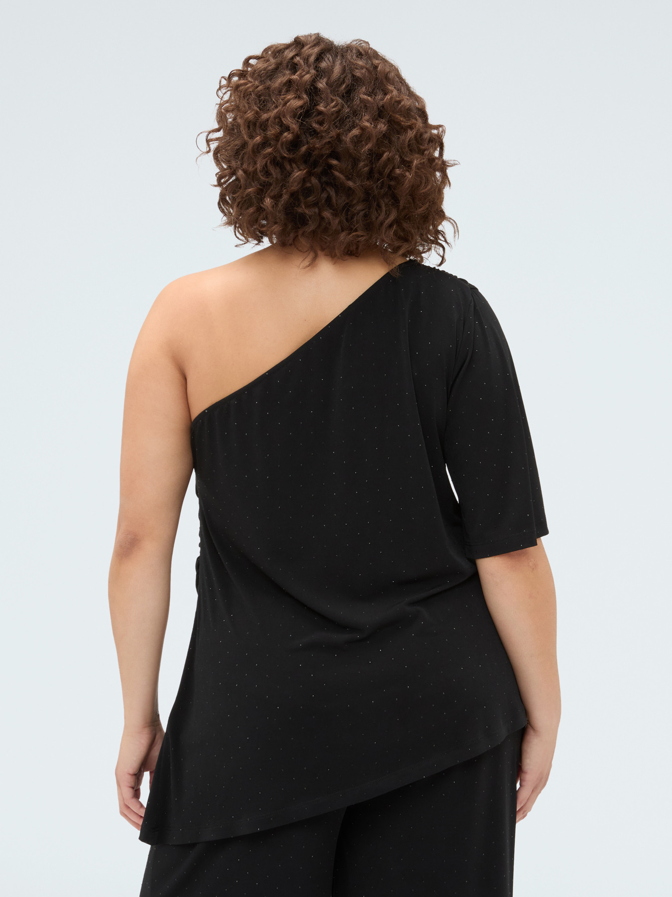 One-shoulder jersey t-shirt with light spots image number 1