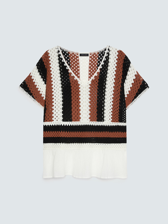 Maglia traforata a righe