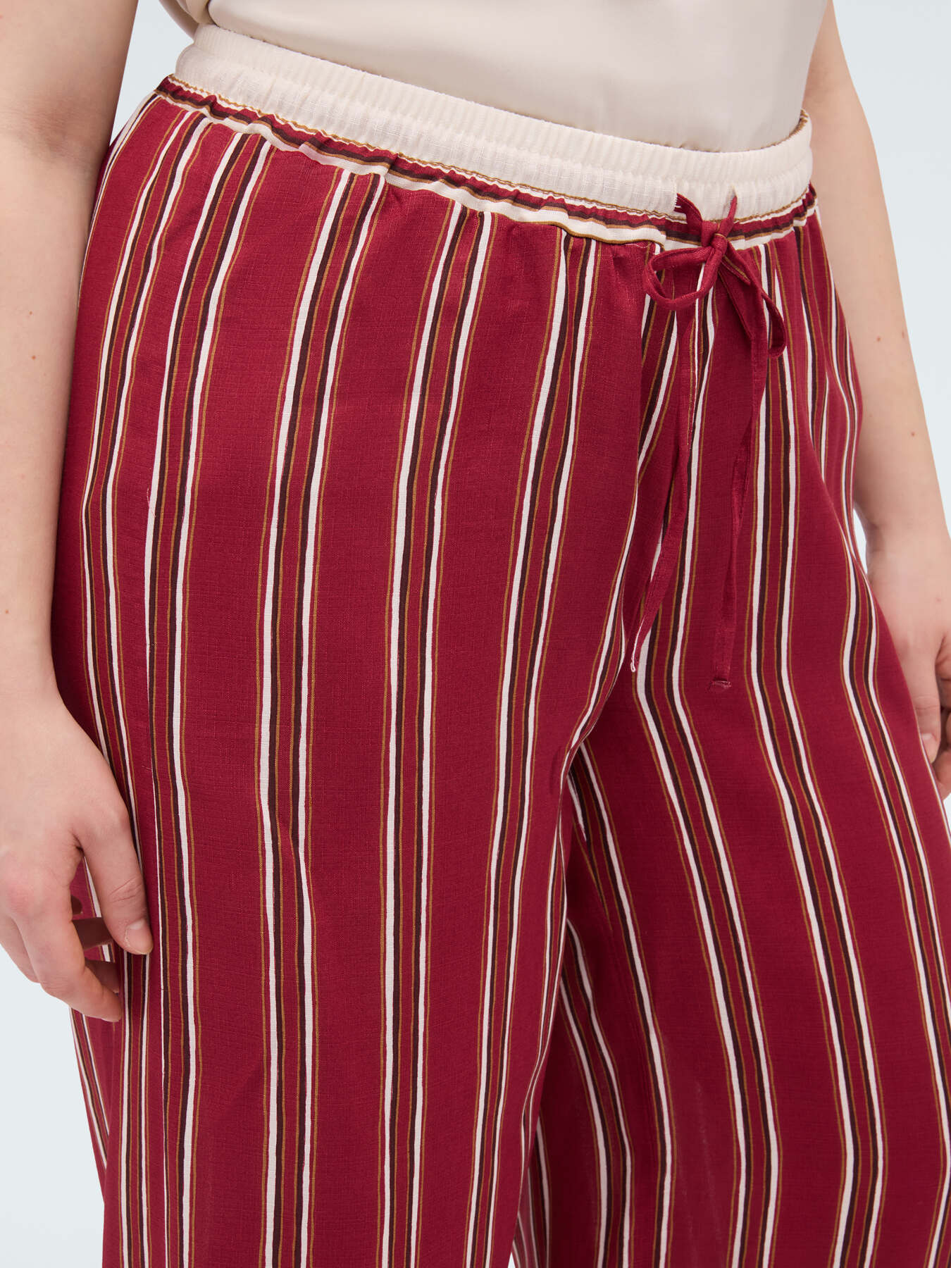 Striped Viscose Wide Leg Trousers image number 3