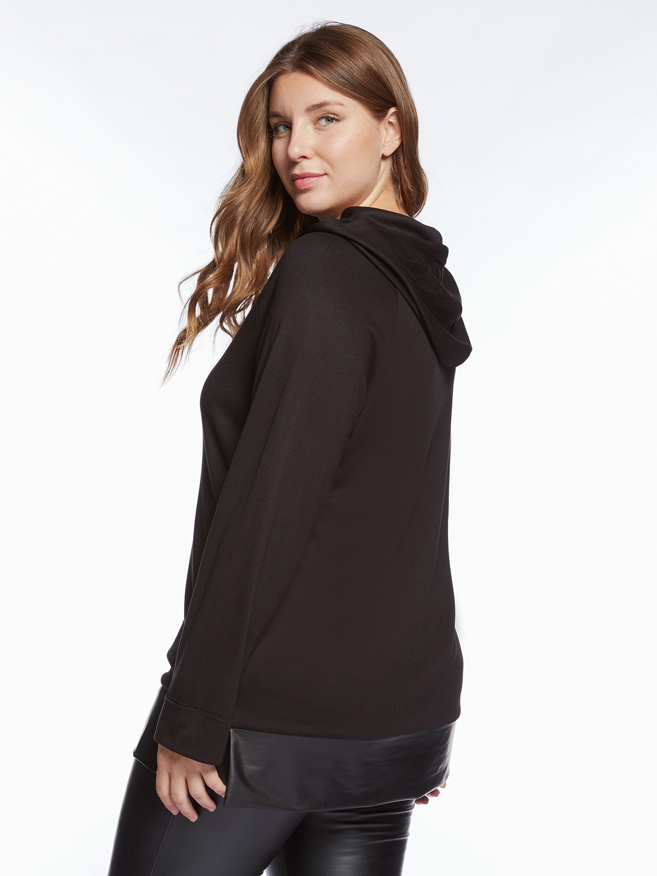 Felpa con bordi in tessuto spalmato image number 1