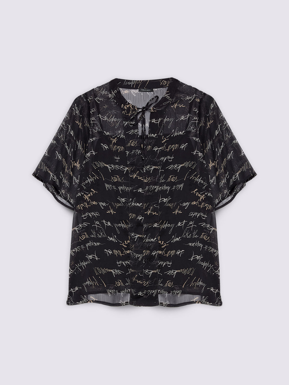 Blouse imprim&eacute;e lettrage en cr&ecirc;pon
