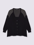 Cardigan scollo a V con inserti in raso image number 4