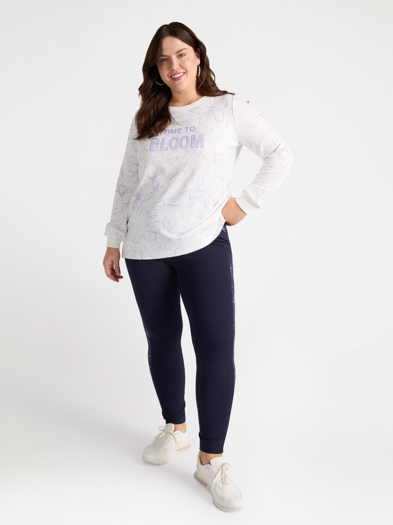 Fiorella Rubino - Felpa a fiori con scritta Donna, Bianco Taglia: XS (44-46 IT)