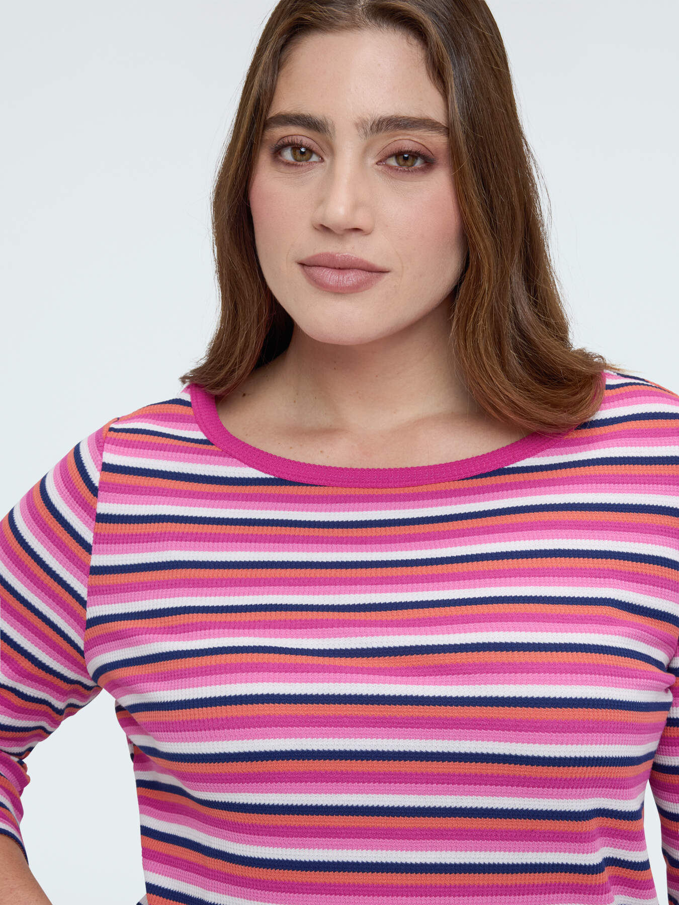 T-shirt in jersey a righe multicolor image number 2