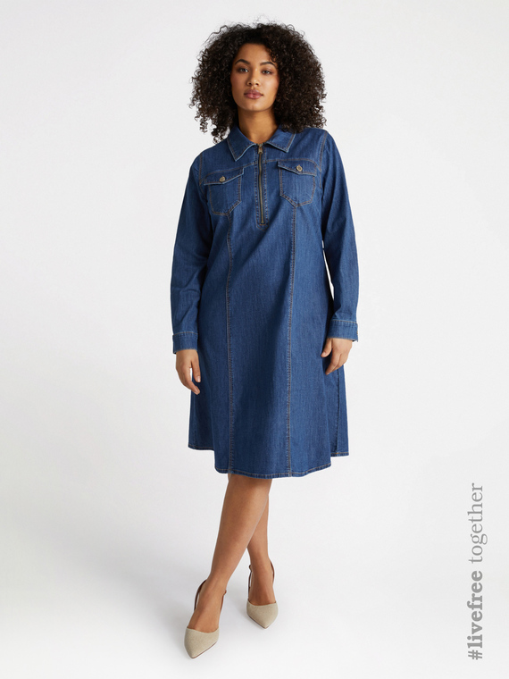 Fiorella Rubino - Vestito in denim stretch Donna, Blu Taglia: 37 (46 IT)