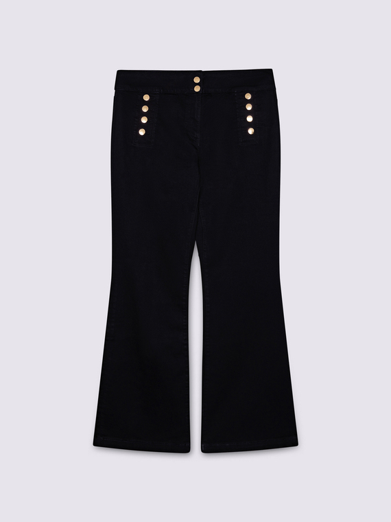 Flare jeans with decorative buttons