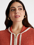 Cardigan traforato con zip e cappuccio image number 4
