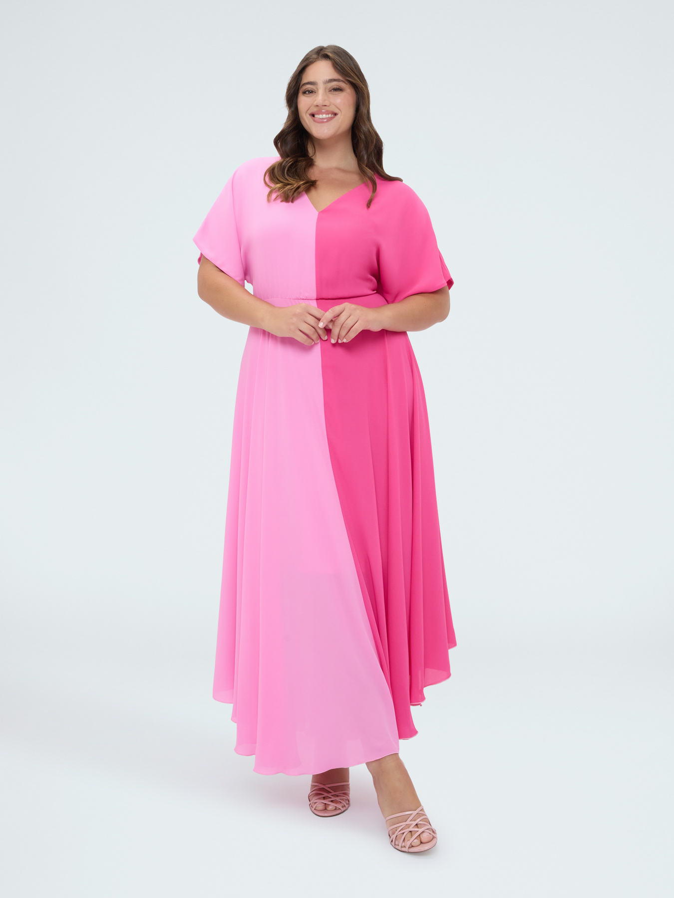 Vestito lungo color block image number 3