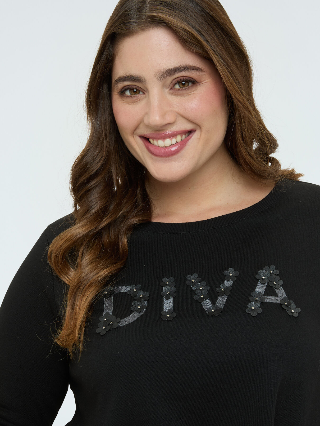 Felpa con lettering in tessuto spalmato e fondo pliss&eacute; image number 3