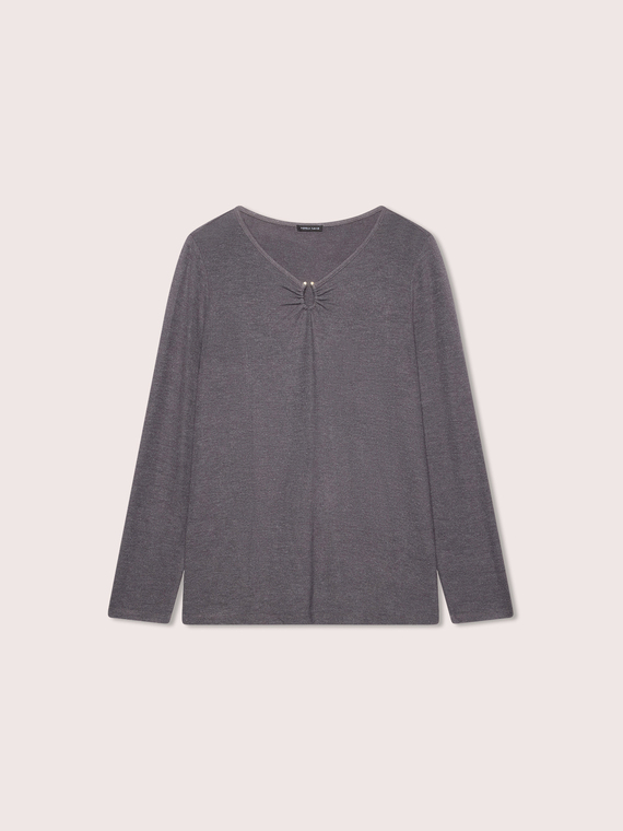 V-neck T-shirt with jewel appliqu&eacute;s