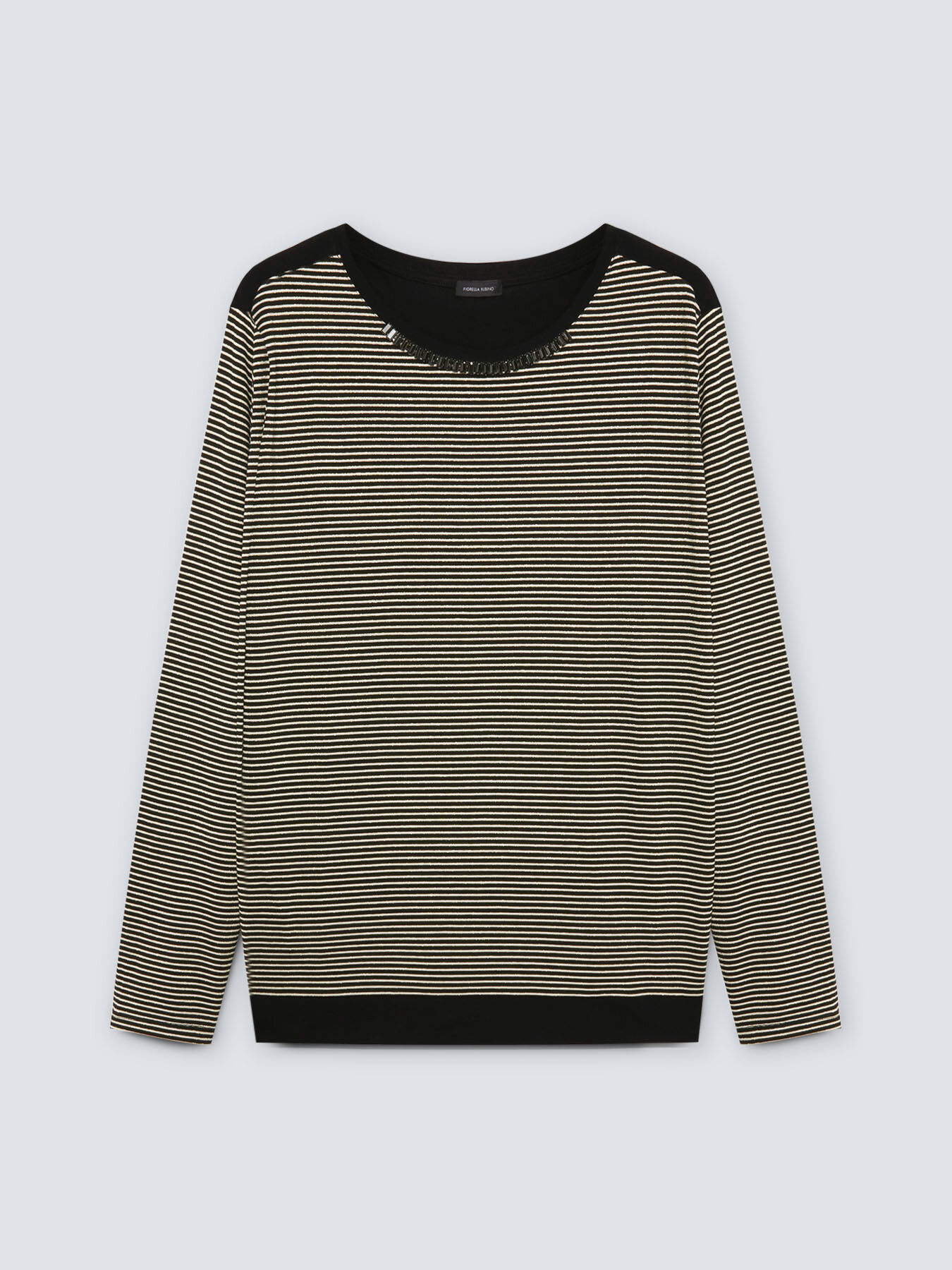 ULLA POPKEN Maglietta Donna A Righe Colorate Con Ricamo - Girocollo, Mezza Manica, Vestibilità Classica In Puro Cotone
