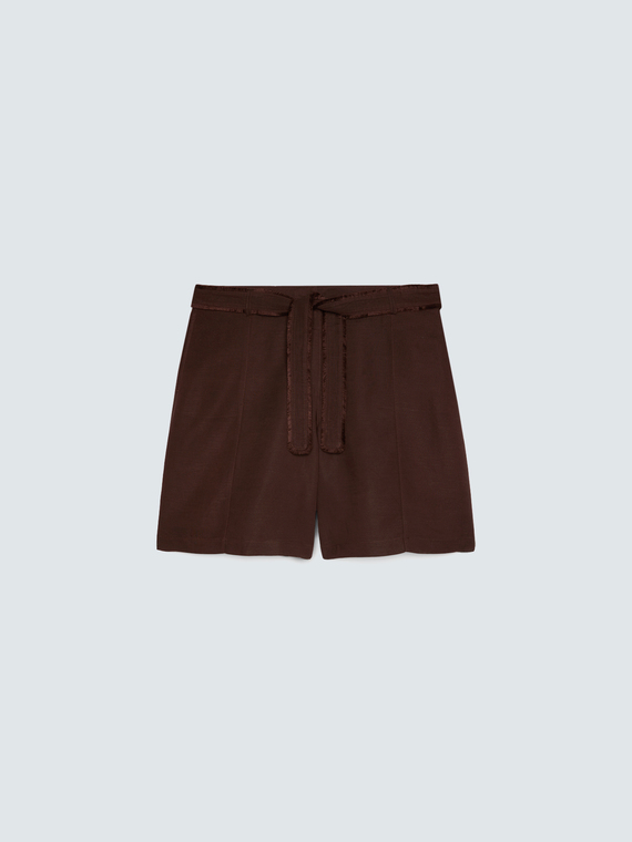 Shorts aus Leinen-Viskose-Mix mit G&uuml;rtel
