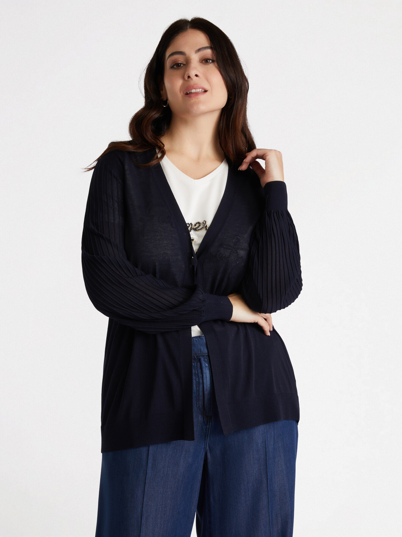 Cardigan con lavorazione pliss&eacute; image number 2