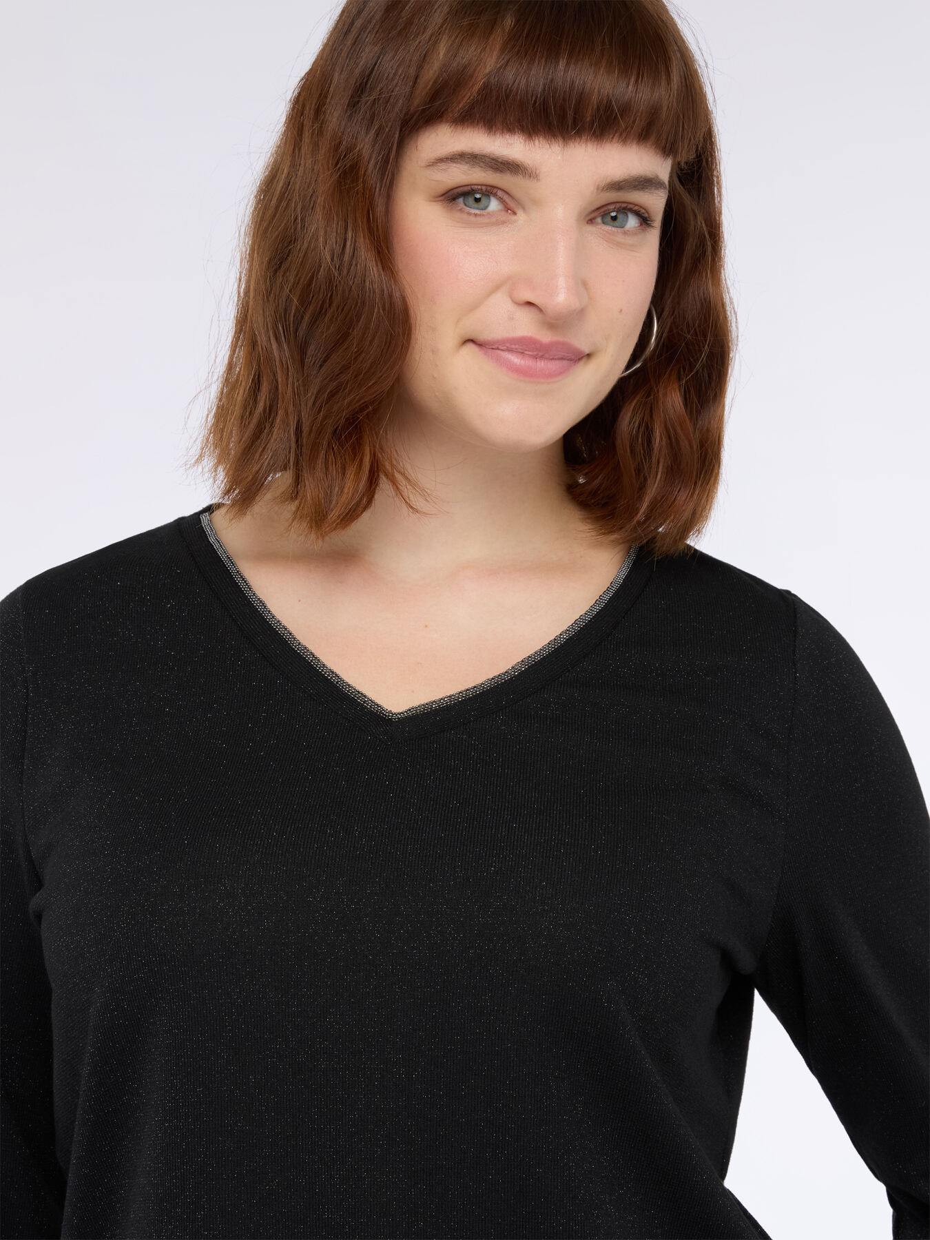 T-shirt en jersey lurex avec encolure en V image number 2