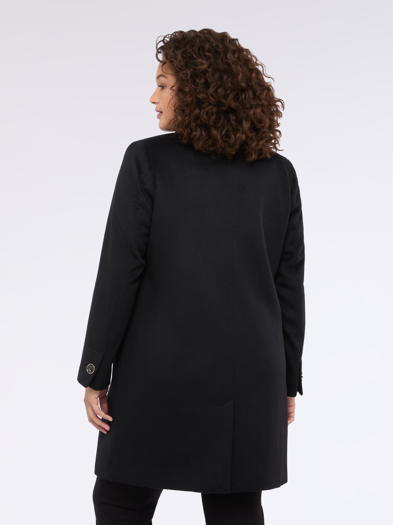 Manteau long en laine m&eacute;lang&eacute;e avec boutons image number 1