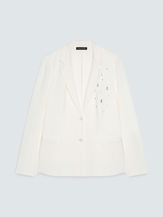 Blazer aus Scuba mit Kristallapplikationen