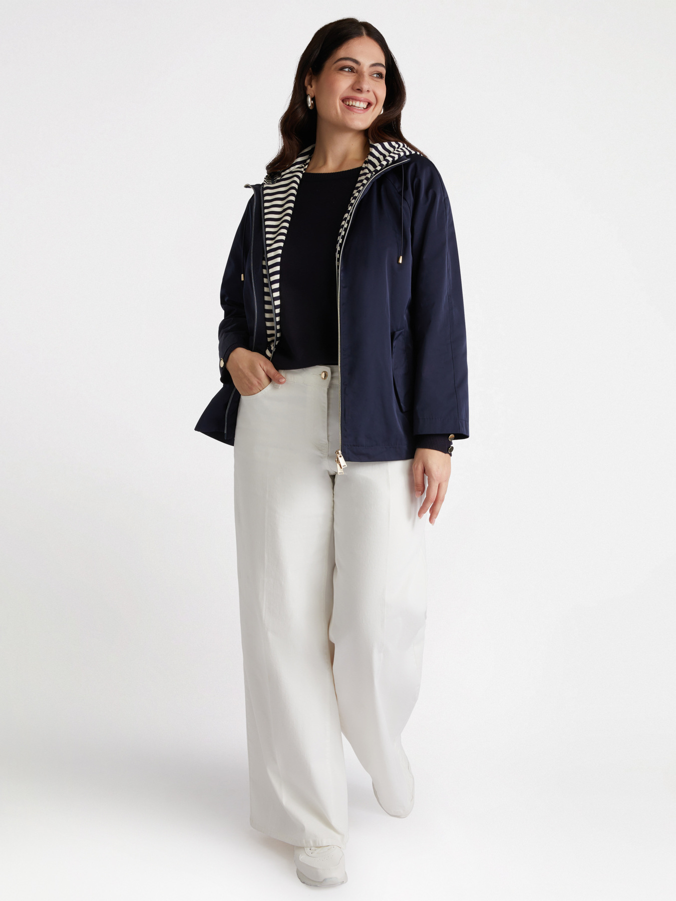 Parka con cappuccio a righe image number 2