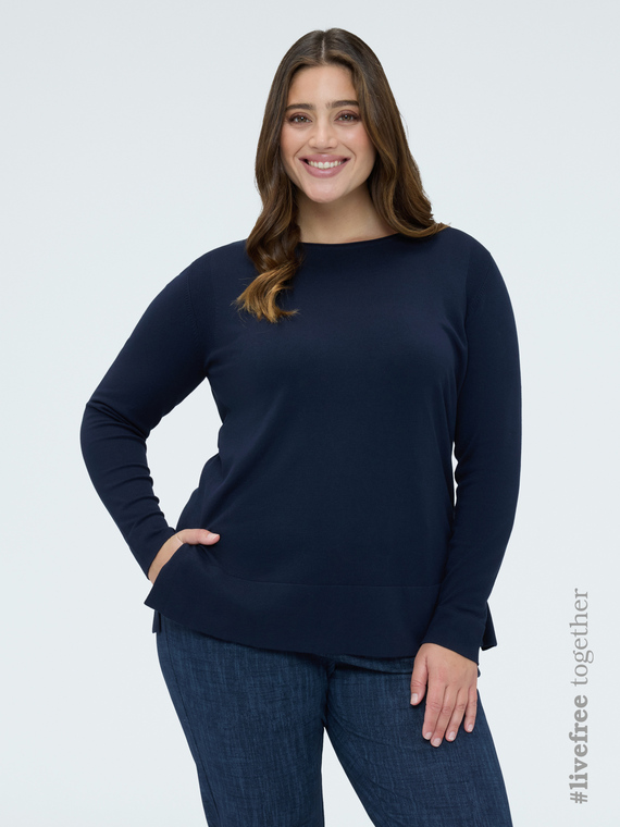 Rundhals-Pullover aus Viskose-Mischgewebe