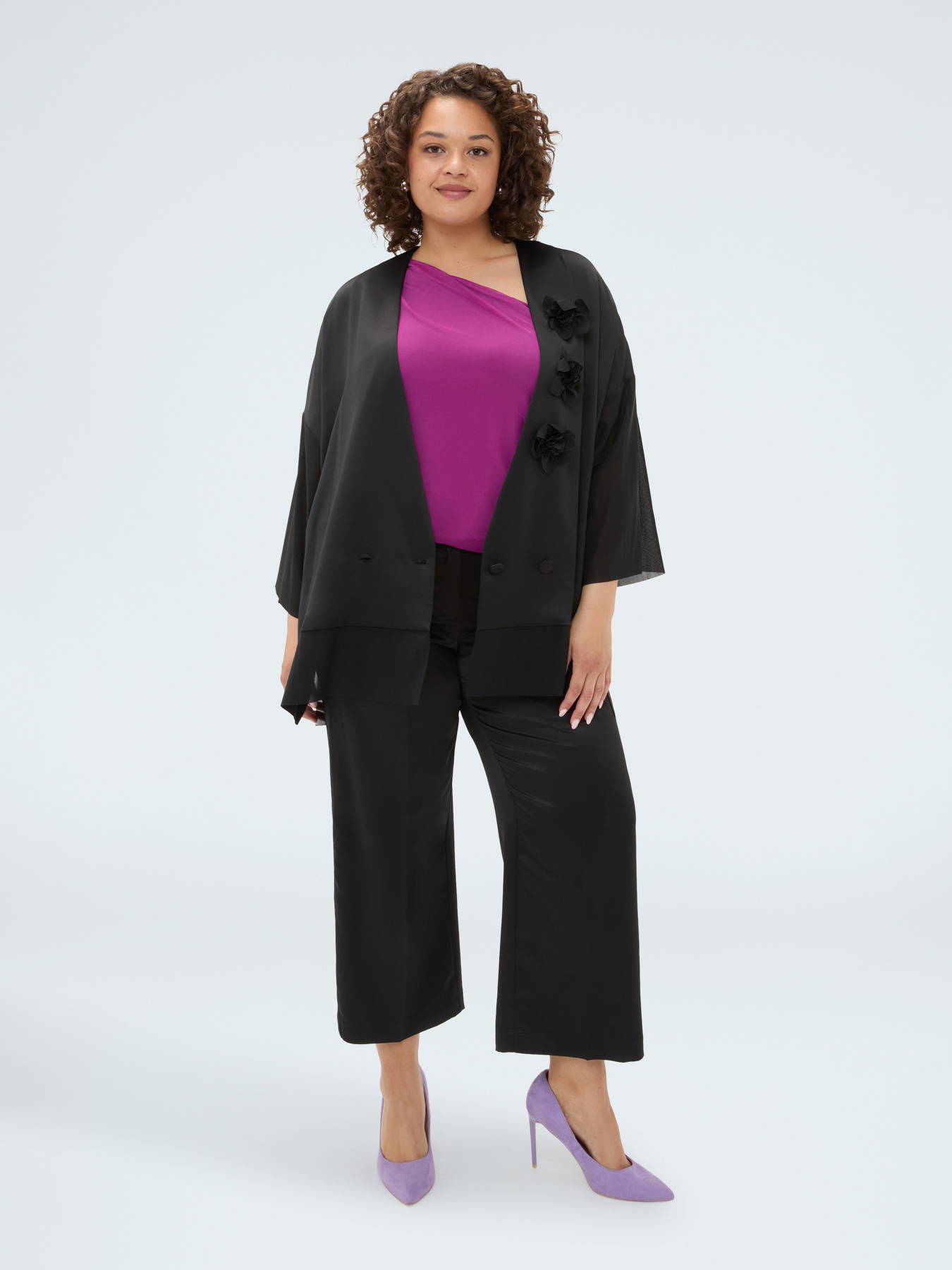 Cropped satin trousers image number 2