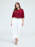 Cropped trousers with embroidery and belt image number 2