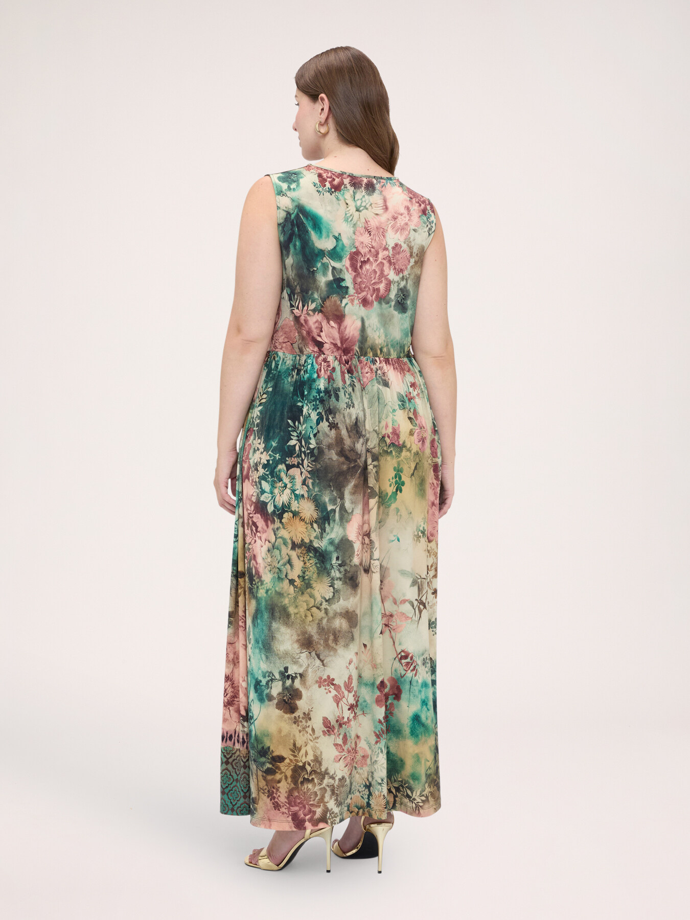 Langes ausgestelltes Kleid mit Print image number 1