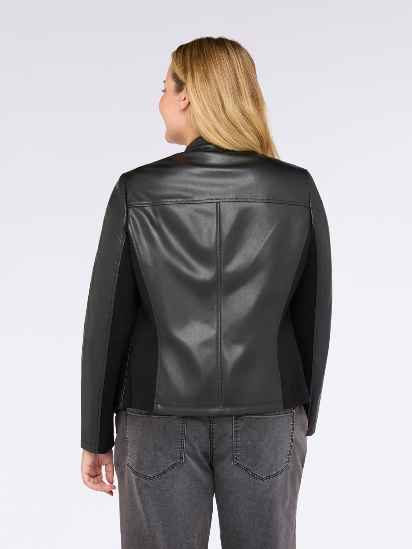 Chaqueta biker con partes en tejido elástico image number 1