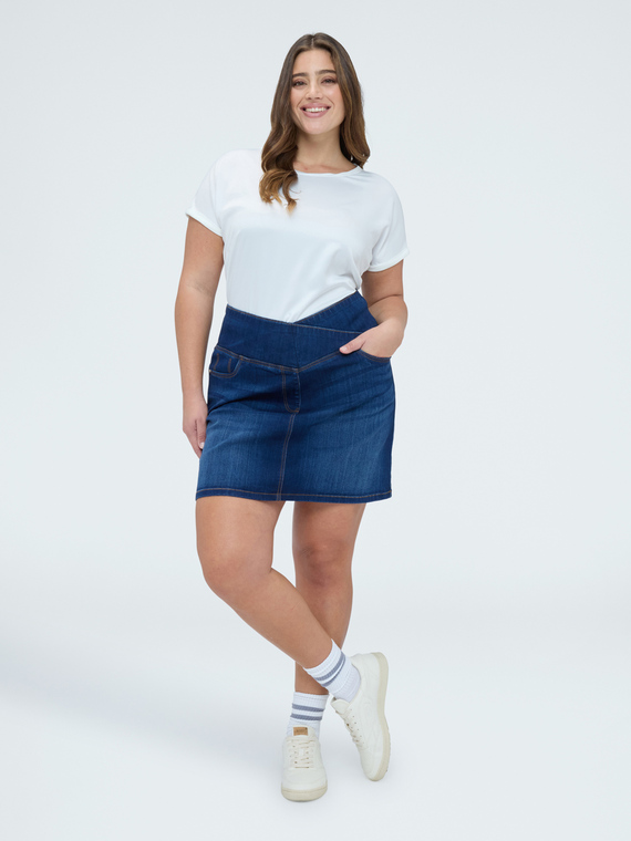 A-line denim mini skirt