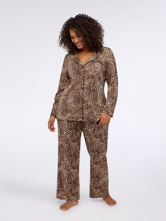 Spotted print pajama set in cotton jersey