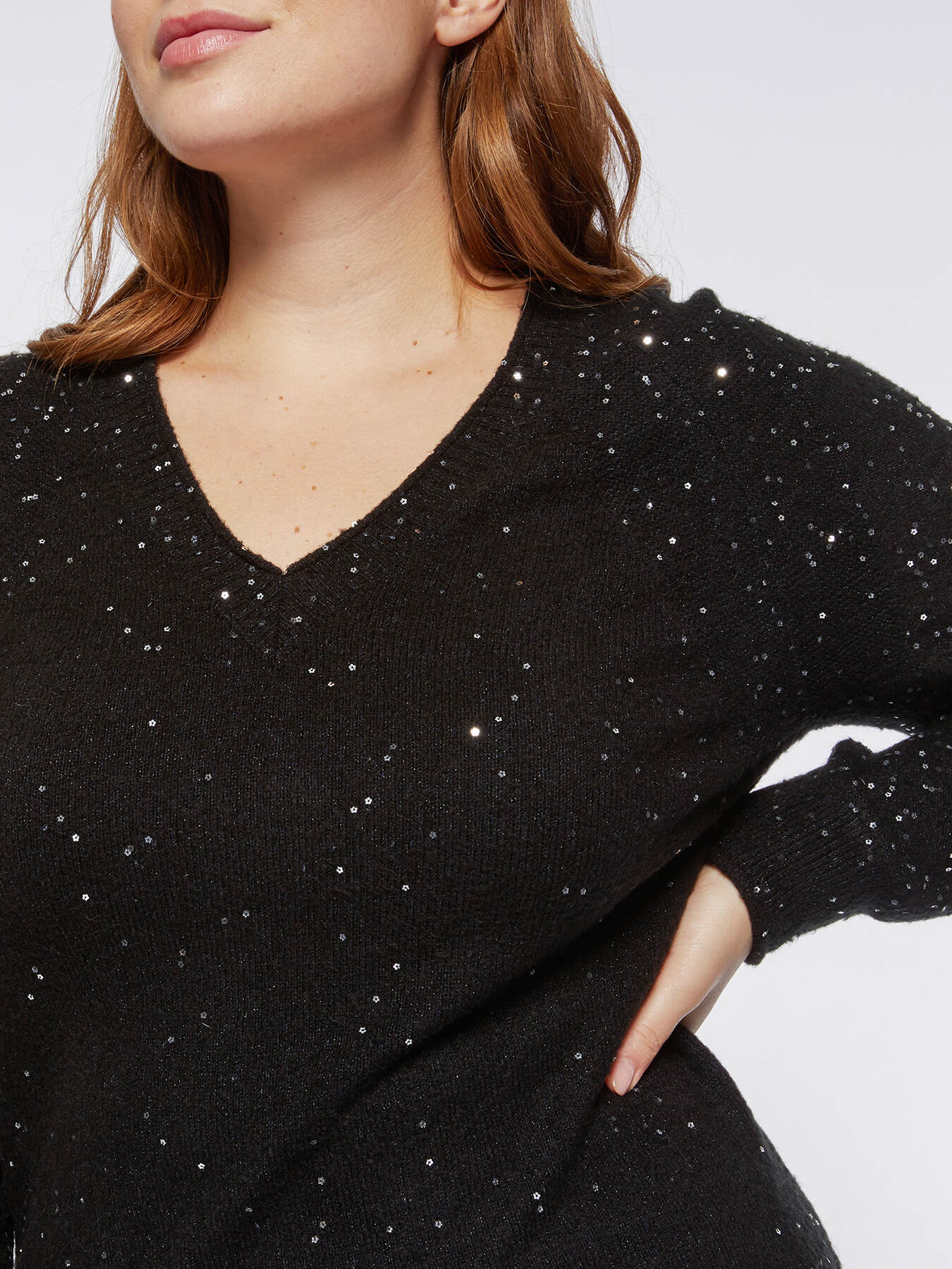 Maglia lunga lurex con paillettes image number 2