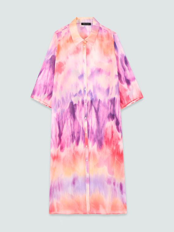 Vestito chemisier in georgette tie-dye