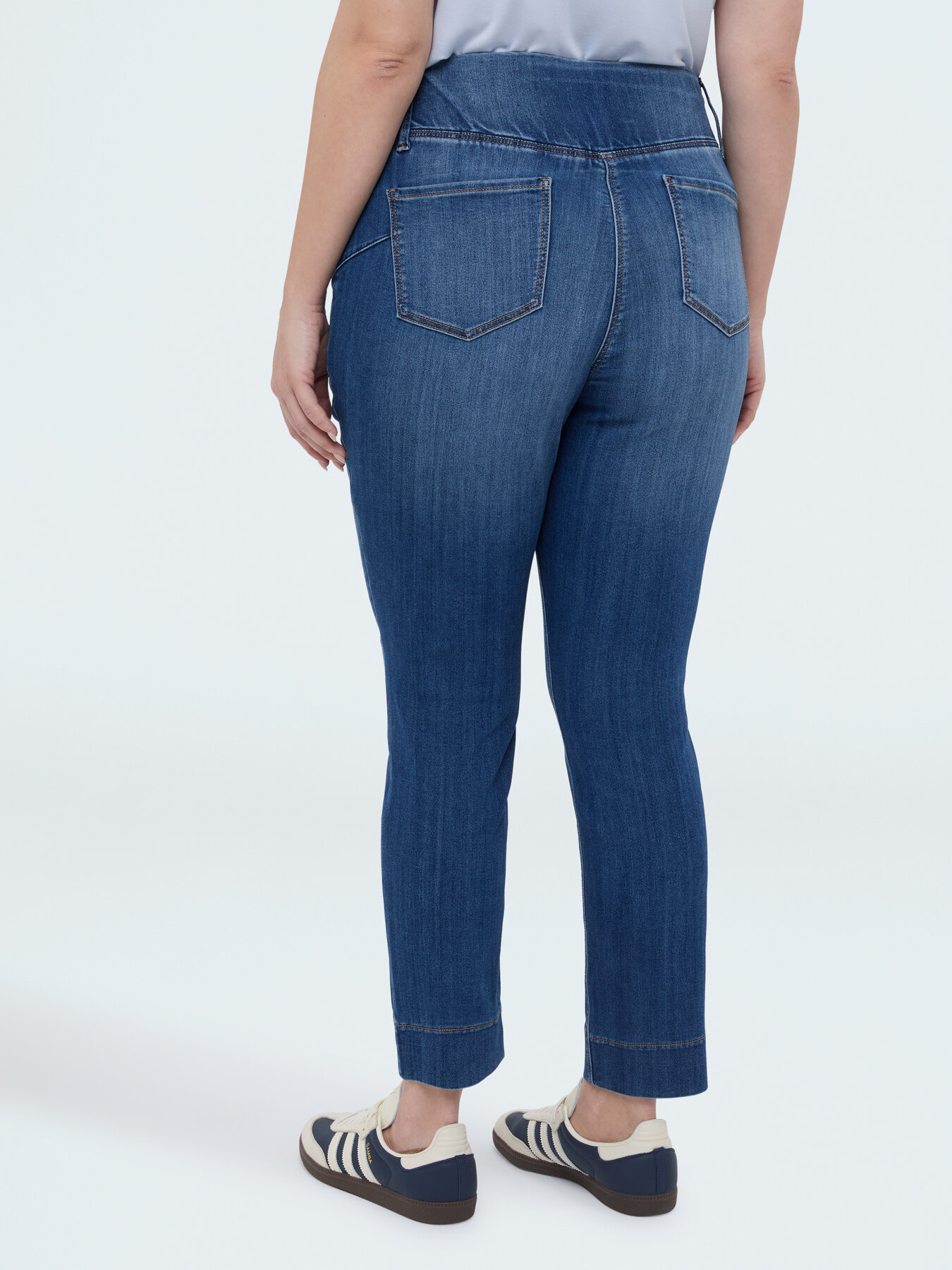 Denim jeggings with decorative buttons image number 1