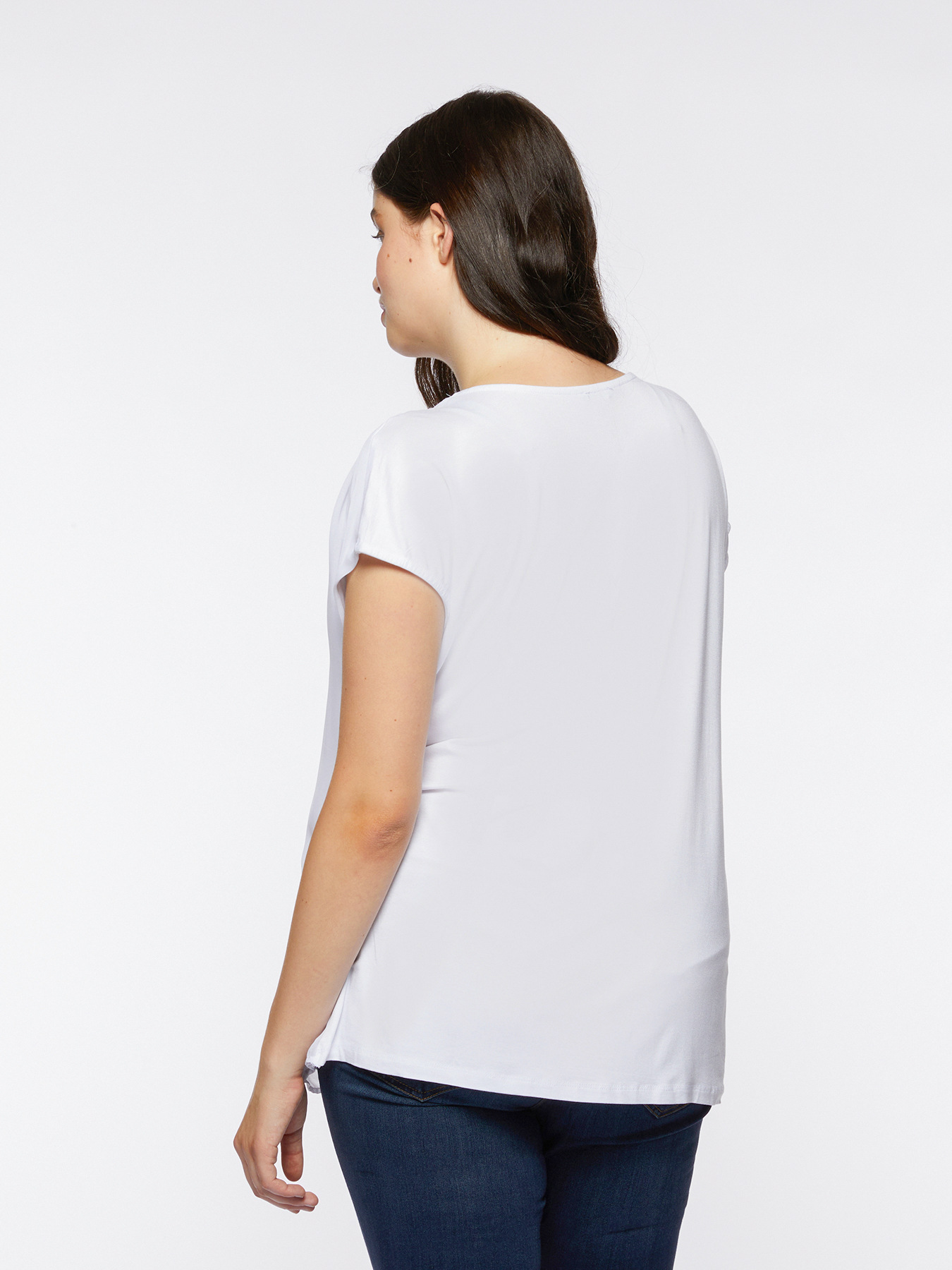 T-shirt in two fabrics with gathers image number 1