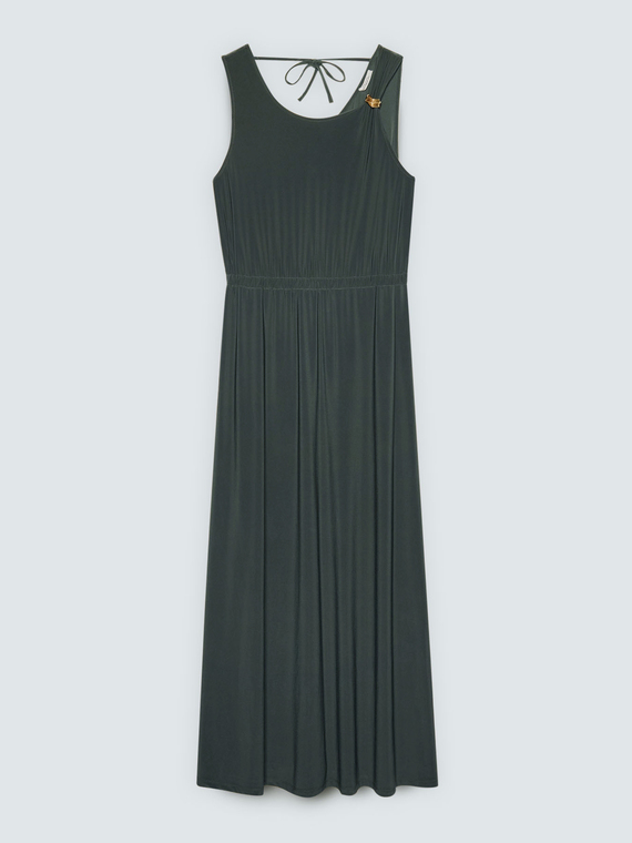 Long jersey dress with back neckline
