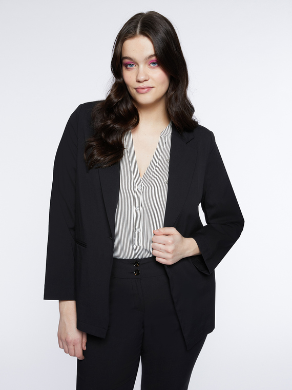 Fiorella Rubino - Blazer a un bottone Donna, Nero Taglia: 43 (52 IT)