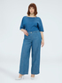Wide Leg Trousers in Tencel with Lurex Pinstripes image number 2