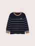Gestreifter Strickpullover aus Wollmischung mit Stickerei image number 4