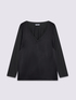 Two-material V-neck T-shirt with long sleeves image number 4
